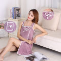Coral Fleece Bath Skirt Soft Thick Highly Absorbent Wearable Towel with Bow Pocket Suspender Style Robe for Bathroom.