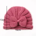 Bow Knit Baby Hat for Girls Boys Elastic Newborn Bonnet Autumn Winter Warm Turban Hats Solid Color Woolen Cap Kids Accessories. 