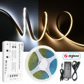 5m 10m Mini Zigbee 3.0 COB CCT Led Strip 12V Dual White Dimmable Light Full Kit APP Remote fr Alexa Google Assistant SmartThings. 