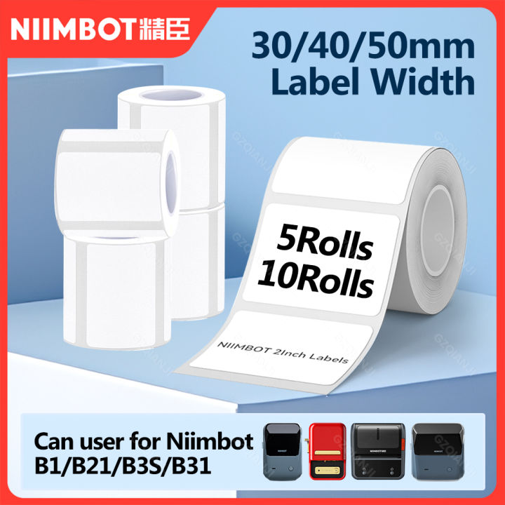 Niimbot Paper 5/10 Rolls Niimbot White Thermal Label Sticker Paper Roll for B21 B1 ...