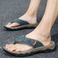 New Summer Men's Slippers Breathable Luxury Men Sandals  Beach Classics Genuine Leather  Mens Slippers Outdoor Men's Flip Flops. 