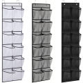 12 Pockets Over the Door Shoe Organizer Large Mesh Pockets With 2 Hooks Transparent Fabric Shoe Rack Storage Bag For Bedroom. 