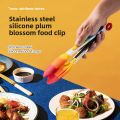Heat-resistant silicone food tongs kitchen tool stainless steel food tongs anti-scald steak tongs barbecue tongs bread tongs.