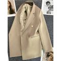 Women Suit Blazer Elegant Coat 2025 Spring Autumn Fashion Korean Blazer Luxury Double Breasted Jacket Solid Ladies Tops Clothes.