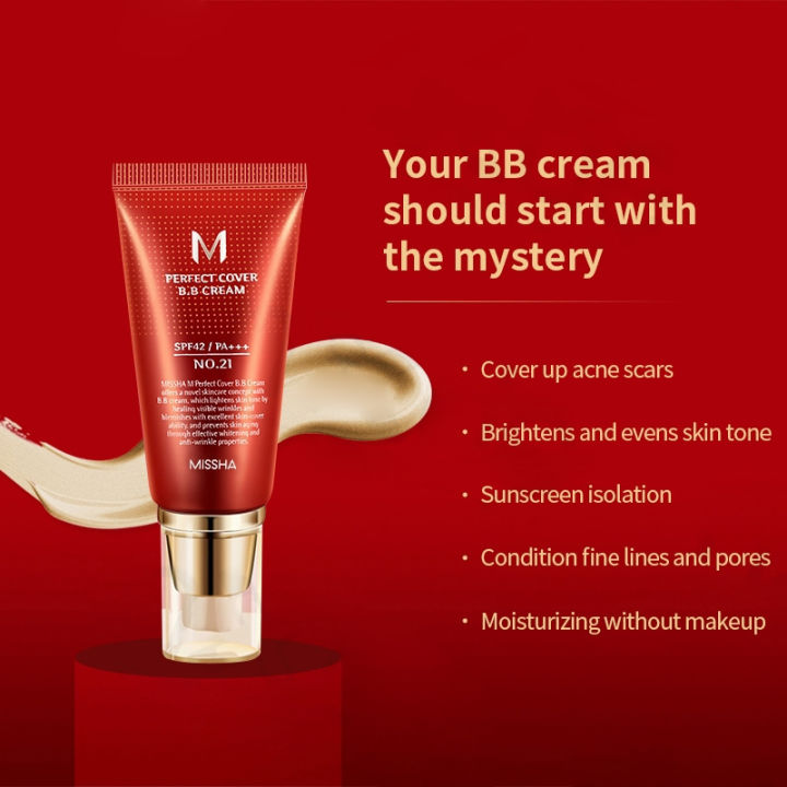 MISSHA M Perfect Cover Bb Cream 50ml Moisturizing Concealer Even Skin Tone and Lasting Makeup Korean Skincare BB Cream