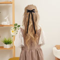 20Pcs random color nylon ribbon hair bows hairclips girls ponytail hairgripes simple fashion head clips Long tassel hair clip. 