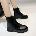 New Style Round Toe Square Heel Cross Strap Fashionable Women's Shoes Casual and Comfortable Plus Velvet Warm Short Boots.