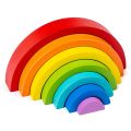 Arch Bridge Rainbow Wooden Building Blocks Stacking Games Color Cognitive Kids Montessori Educational Wood Toys for Children. 