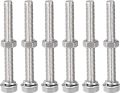 6-Pc Set of Stainless Steel SS304 Hexagonal Head Screw / Hexa Head Bolts - M8 x 75mm complete with Nuts and Washers. 