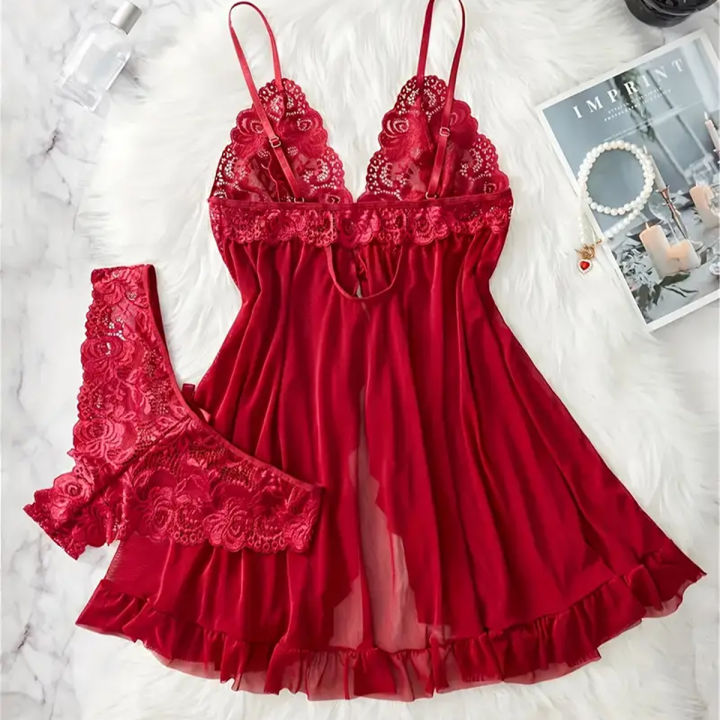 Red%20Sexy%20Lingerie%20Erotic%20Underwear%20Sets%20Transparent%20Porno%20Lace%20Bra%20And%20Panty%20Set%20Lingerie%20women%20Hot%20Sleepwear%20Babydoll%20Dress%20-%20Image%202