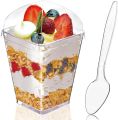20PCS Plastic 160ml Dessert Cups with Lids Spoons Pudding Cup Dessert Cake Cup Appetizer Jelly Yogurt Mousse Dessert Baking Cup. 