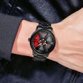 Skmei 1787 Men's Analog Sports Watch Rolling Wheel Dial, Stainless Steel Strap, Water Resistant Brake Disc Design Wristwatch. 