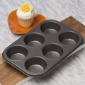 6 Holes Cupcake Baking Tray Non Stick Cake Baking Pan Round Shape Tool Cake Mold. 
