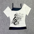 Summer Fashion Street Versatile T-shirt Gothic Punk Hand-painted Printed Pattern Women's Tops Y2k Clothing. 
