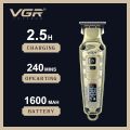 VGR Premium Metal Housing Hair Clipper LED Display, powder metallurgic Blade 5500-7000 RPM 4 Speed motor auto testing button USB charging 4 adjustable Taper Lever 4 Guide combs Runtime 240 min, V-901. 