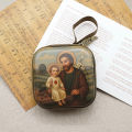 Portable retro patterned mini square jewelry box, jewelry and small accessory storage decoration box, give  to friends. 