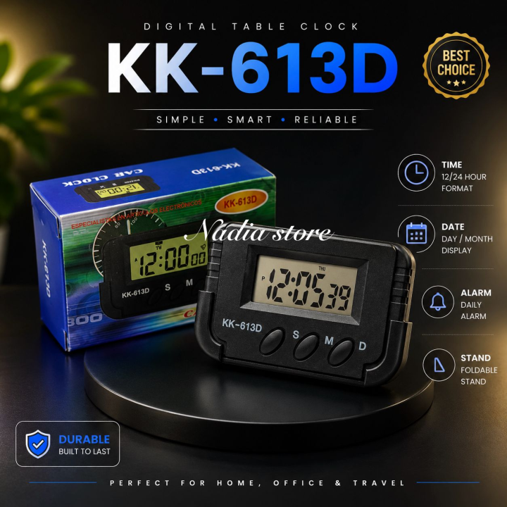 Taksun%20TS-613A-2%20Car%20Dashboard%20Alarm%20Clock%20&%20Stopwatch%20%E2%80%93%20Black%20with%20Flexible%20Stand%20-%20Image%202