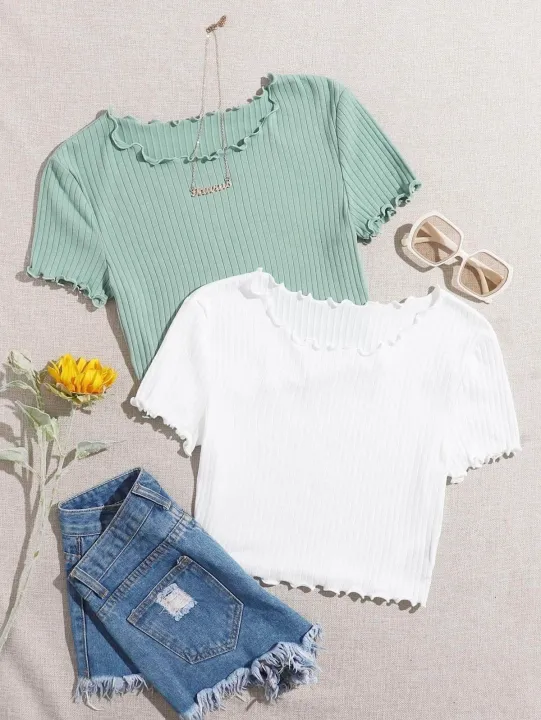 Lettuce%20short%20sleeve%20crop%20top%20Rib%20fabric%20-%20Image%202