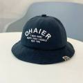 [Ready to ship] baby bucket hat Children 3 months-18 months round head: 48-49 cm plain cotton hat with embroidery letter ohaier Fashion Cap. 