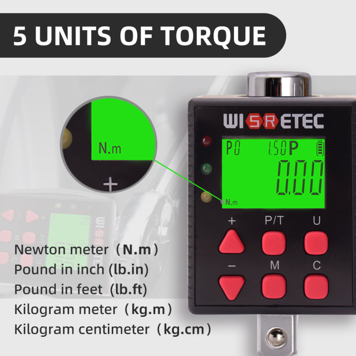 WISRETEC Electronic Digital Display Torque Wrench Torque Meter Torque Connector Torque 0.1-2000NM Torque Adapter