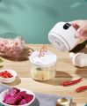 USB Mini Food Processor Kitchen Portable Electric Garlic Vegetable chopper 300 ml. Mini အားသွင်းကြိတ်စက် 300 ml ဖန်သားအထူ. 