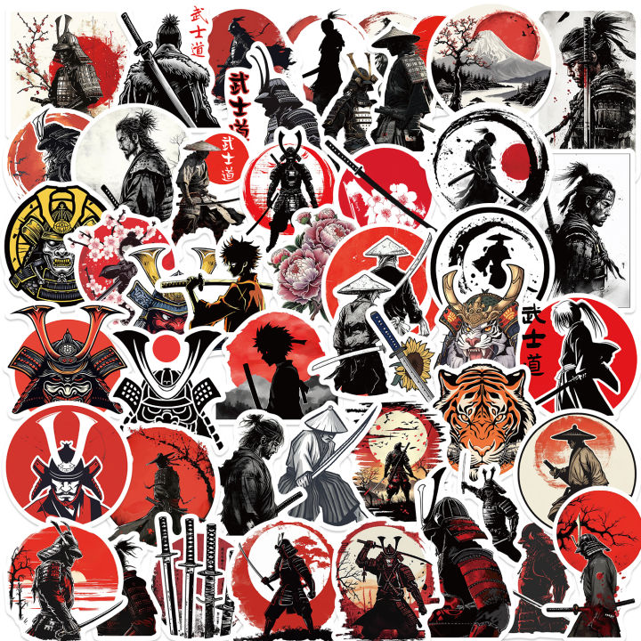 Samuri Pc Sticker 50Pcs Japanese Samurai Bushido Stickers Waterproof DIY Cool Gift DIY ...
