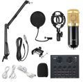 V8 Sound Card + BM800 Mic Set Condenser Microphone Live Sound Card Bluetooth Audio Interface Studio Streaming Recording for Phone PC. 