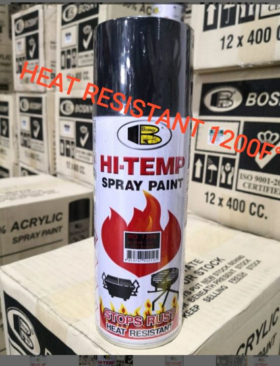 BOSNY HI-HEAT RESISTANT 1200°F AEROSOL SPRAY PAINT MATT BLACK/ FLAT BLACK  COLOR 400ML SPRAY PAINT CAN 