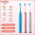 Tongwode Electric Sonic Toothbrush USB Rechargeable Waterproof Electronic Ultrasonic Whitening Tooth Brushes Replacement Heads.