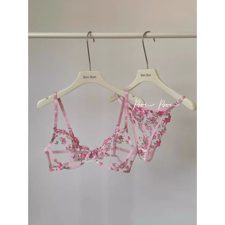 Women's%20French%20Embroidered%20Lace%20Set%20Sensual%20Mesh%20Bra%20Set%20&%20Brief%20Soft%20Underwire%20Unpadded%20Bralette%20Deep%20V%20Plunge%20Elegant%20Lingerie%20-%20Image%207