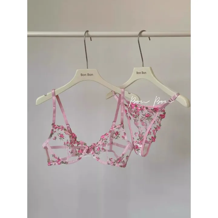 Women's%20French%20Embroidered%20Lace%20Set%20Sensual%20Mesh%20Bra%20Set%20&%20Brief%20Soft%20Underwire%20Unpadded%20Bralette%20Deep%20V%20Plunge%20Elegant%20Lingerie%20-%20Image%207