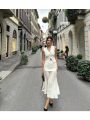 TRAF Women Knitted Sets Loose Skirt Set 2 Pieces 2024 Summer Button V-neck Vest Top Ankle-Length Skirt Lady Street Outfit. 