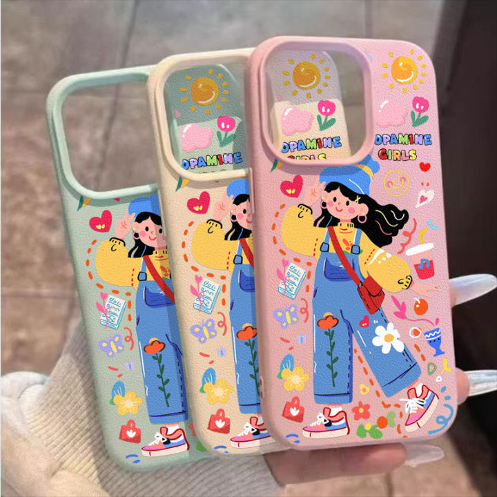 Dopamine Girl Butterfly Case Compatible for IPhone 16 15 14 11 13 12 Pro Max XR X XS Max 15 14 16 Plus Leather Texture Cover