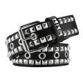 Punk Square Rivet Studded Belt Solid Color PU Leather Belts Hip HopJeans Pants Waistband For Women Men. 