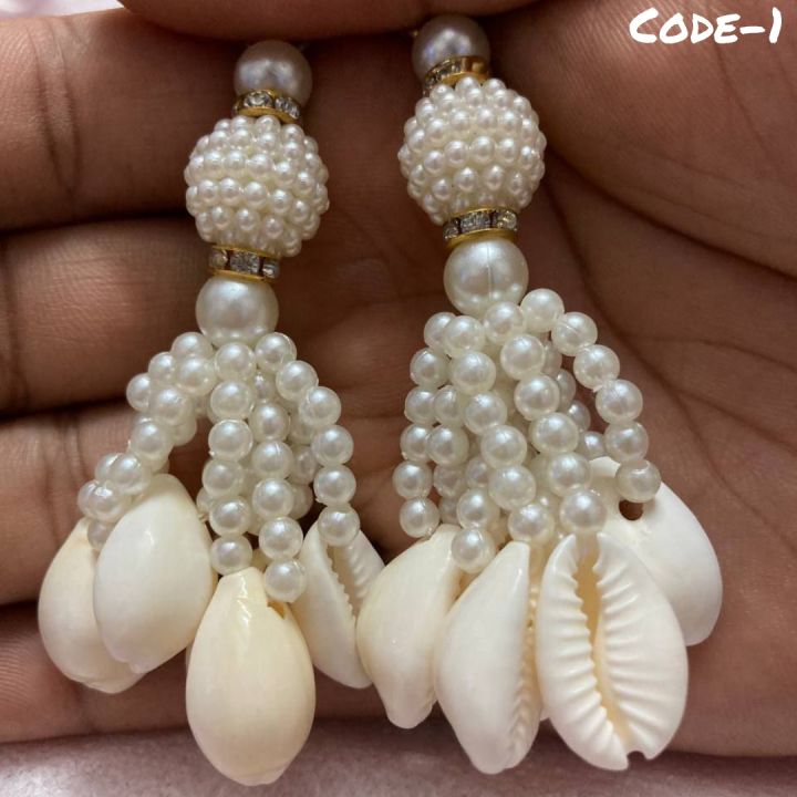 Fancy Dress/Blouse Jhul Tassel - Pearl, Cowrie & Crystal Design