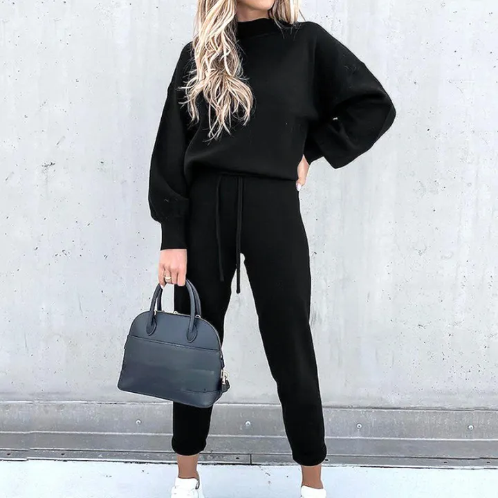 2025%20Autumn%20and%20Winter%20Women's%20Sweater%20High%20Collar%20Casual%20Pure%20Color%20Trousers%20Two-piece%20Set%20-%20Image%202
