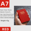 A7 specification 2026 English planner book, mini portable pocket daily schedule book, 64 sheets 128 page thin weekly calendar.