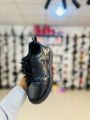 Women & Girls Trendy Black Sneakers - Stylish Butterfly Embroidery Casual Flat Shoes - Black Lace-Up Comfort Shoes. 