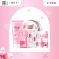 LAIKOU Sakura Face Serum Moisturizer Cream Sleeping Mask Cleansing Mud Mask Brightening Reduce Spots Wrinkles Combo Set.