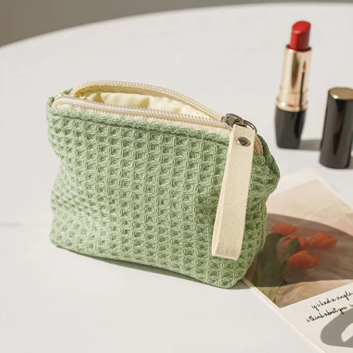 Women's%20Small%20Matcha%20Green%20Makeup%20Bag%20Portable%20Coin%20Purse%20Commuter%20Lipstick%20Headphones%20Storage%20Bag%20Double%20Canvas%20Chain%20Key%20Case%20-%20Image%202