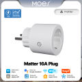 MOES TUYA Smart Matter 16A Plug Wi-Fi Socket Power Monitor Smart Timer Outlet Support  Homekit Works With Alexa  Home. 