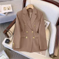 Women Fashion Temperament Blazer Long Sleeve Double Breasted Slim Coat Fall Spring New In Suit Jacket Office Lady Casual Outwear. 