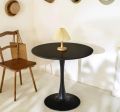 Coffee Table black round singel leg side table. 