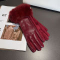 Womens PU Leather Gloves for Cold Weather Winter Warm Gloves with Faux Fur Trim Cuff Thermal Lining Party Gloves.