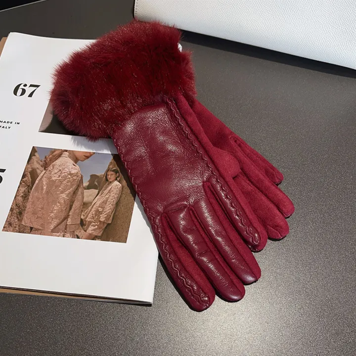 Womens%20PU%20Leather%20Gloves%20for%20Cold%20Weather%20Winter%20Warm%20Gloves%20with%20Faux%20Fur%20Trim%20Cuff%20Thermal%20Lining%20Party%20Gloves%20-%20Image%203