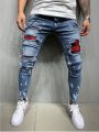 Men Biker Slim Elastic Denim Cargo Pants Joggers High Quality Hole European and American Fashion Streetwear Ripped Skinny Jeans. 