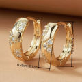 Chic Golden Color Hoop Earrings Female Exquisite Shiny Cubic Zirconia Ear Accessories Low-key Daily Wearable Party Jewelry. 