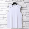 Summer Ice Silk Breathable and Sweat-absorbing Quick Drying Men's Sleeveless T-shirt Soft and Comfortable Men's Top.