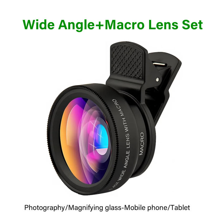 2in1 Phone Camera Lens Kit 12.5X Macro Lens for iPhone 16 15 14 0.45X Wide Angle Lens for S25 clip on Lens