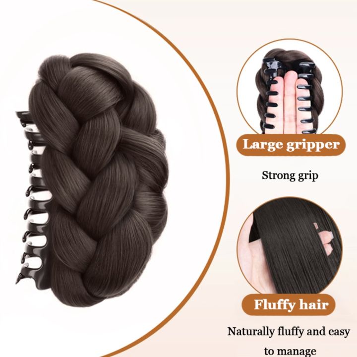 New%20Synthetic%20Hair%20Bun%20Claw%20Clip%20Natural%20Fluffy%20Wig%20Hair%20Clip%20Black%20Brown%20Bun%20Head%20Wig%20Women%20-%20Image%203